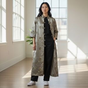 Vintage Dynasty Asian Floral Silk Jacket Dress